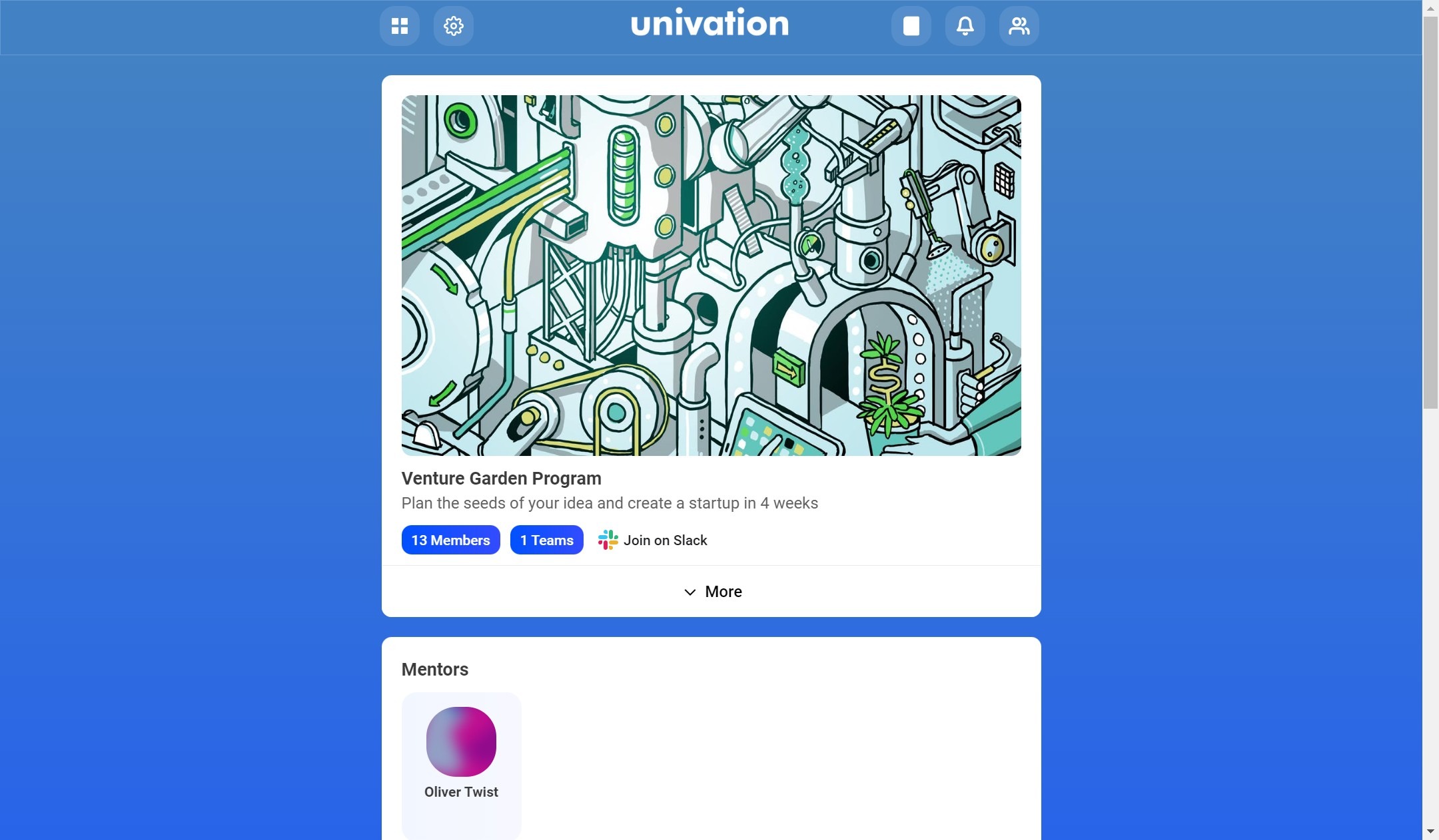 screenshot of Incubators Platform